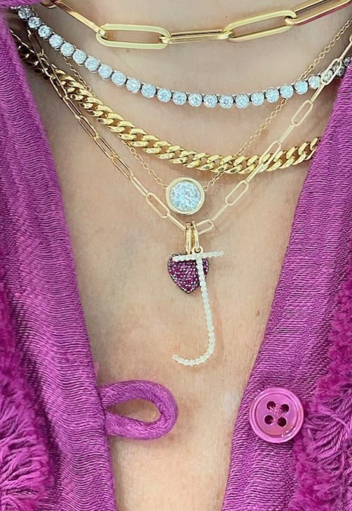 Mini Ruby Pave Heart Charm