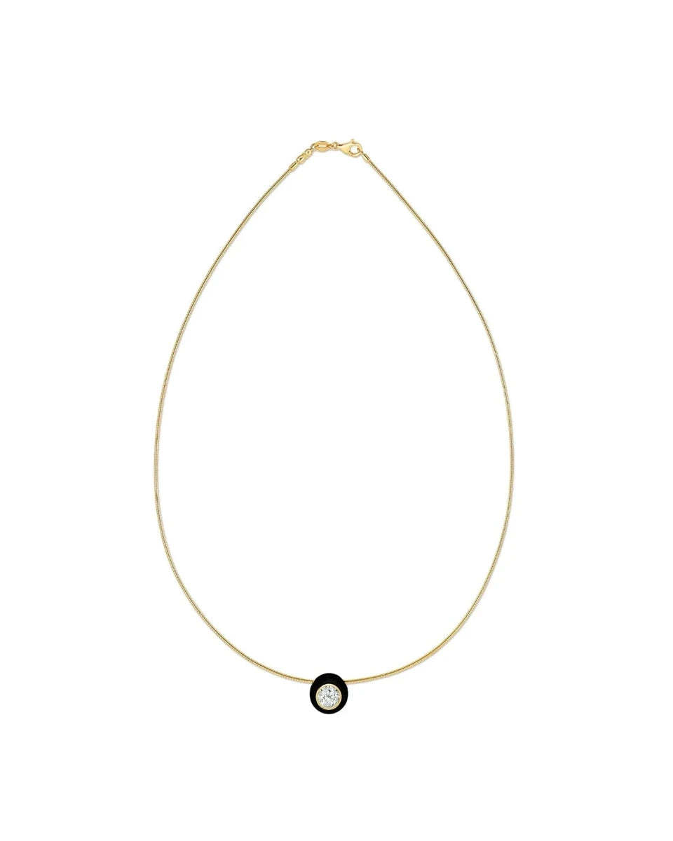 Gemstone Bead Necklace- Black Onyx