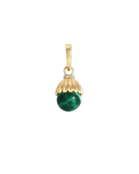 Groovy Malachite + Diamond Cone Hinged Charm