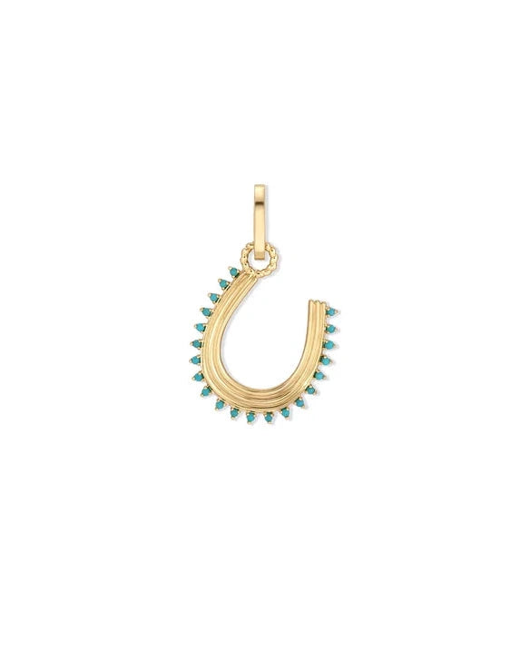 Groovy Turquoise Horseshoe Hinged Charm