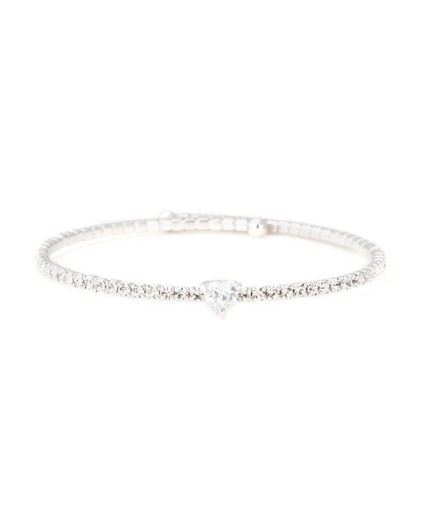 Pavé Crystal Heart Bangle