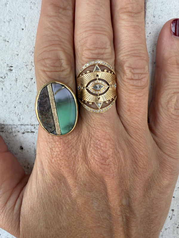 Opal and Chrysophase ring