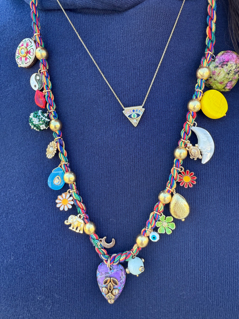 Double-Sided Evil Eye Pyramid Necklace