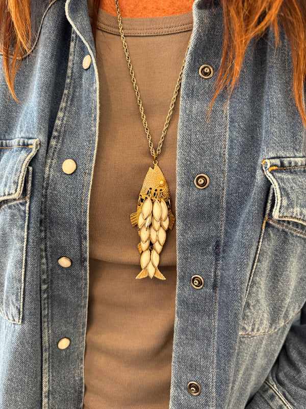 Vintage Fish Pendant Necklace