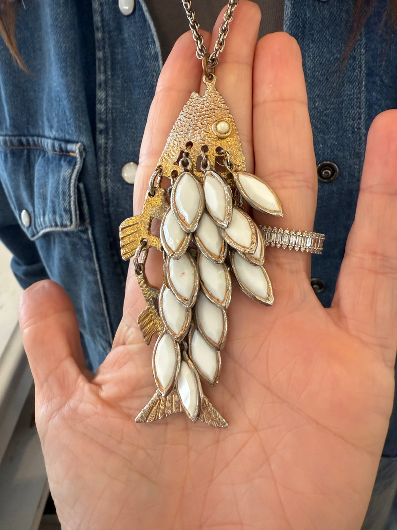 Vintage Fish Pendant Necklace