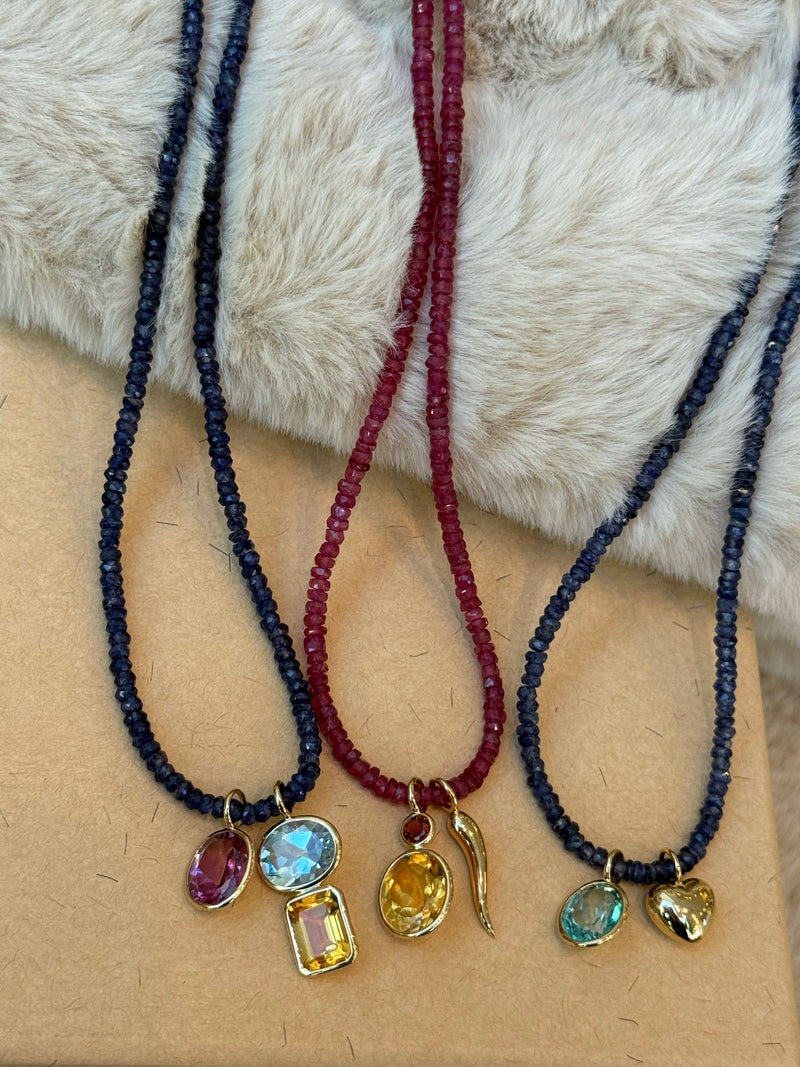 Stacked Teardrop Charm in BlueTopaz & Citrine