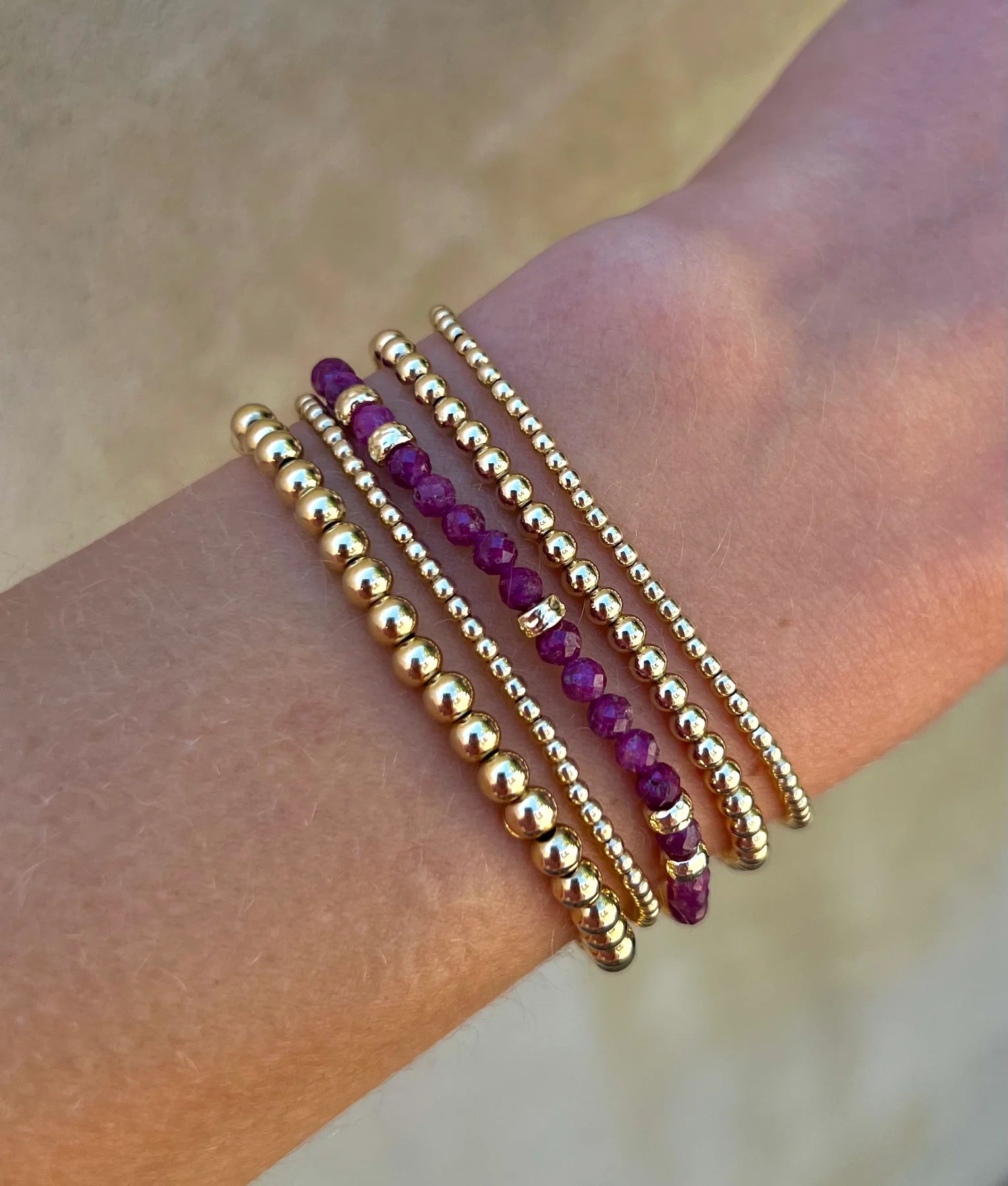 July Ruby and Rondelle Bracelet