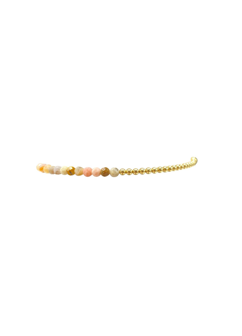 2mm yellow gold filled bracelet with natural opal