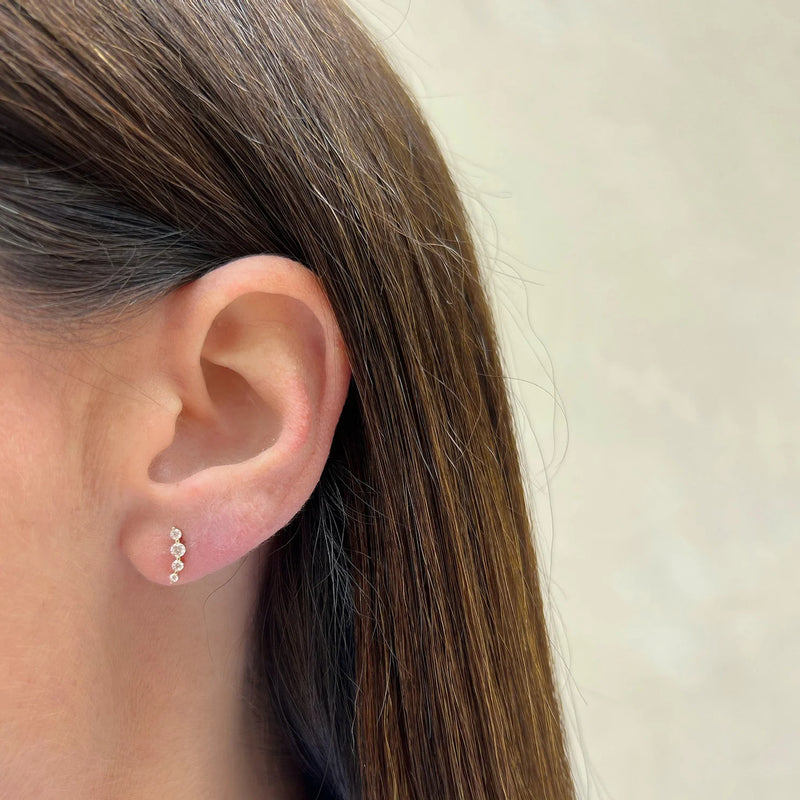 Prong Set Diamond Arc Stud Earring