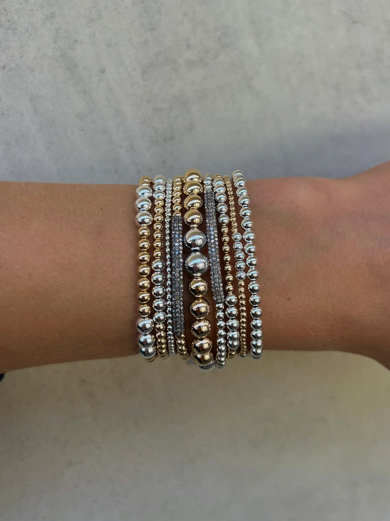 3mm Yellow Gold Filled Bracelet With 4mm Sterling Silver