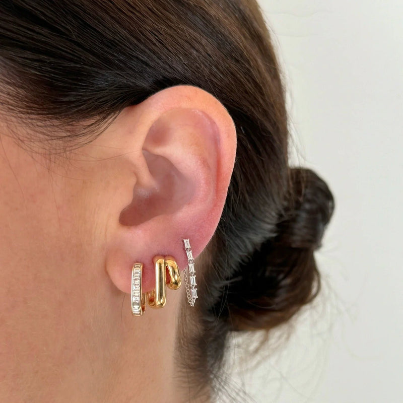 Double Gold Jumbo Huggie Earring