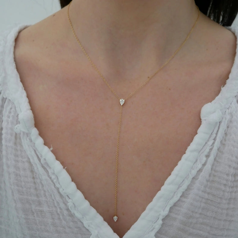Full Cut Diamond Teardrop Lariat Necklace