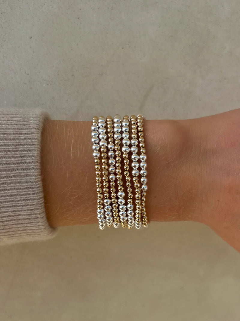 3mm Yellow Gold Filled Bracelet With 4mm Sterling Silver