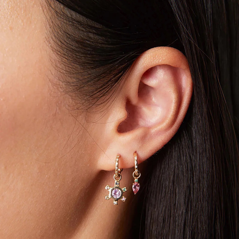 Droplet Earring Charm Pink and Emerald