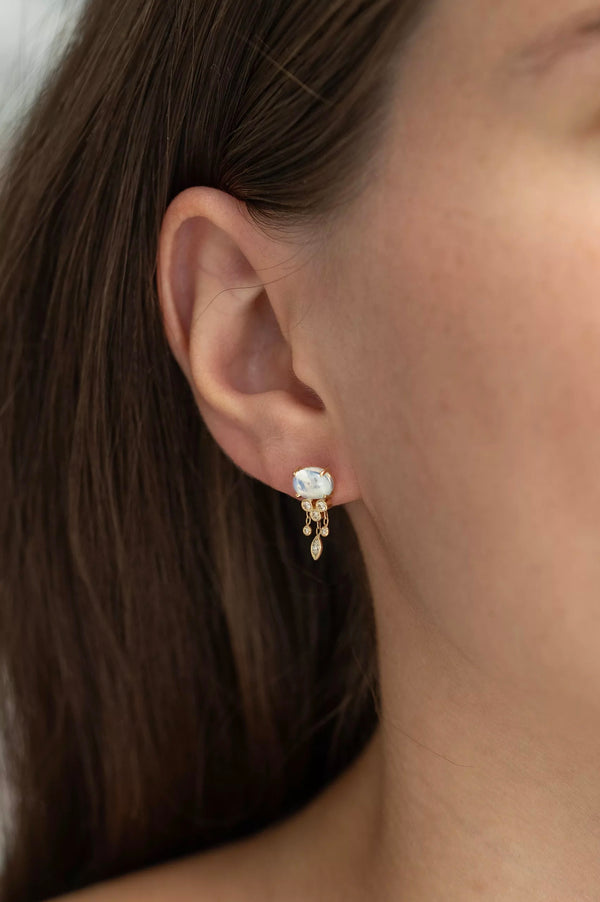 MOONSTONE & DIAMONDS JELLYFISH EARRING