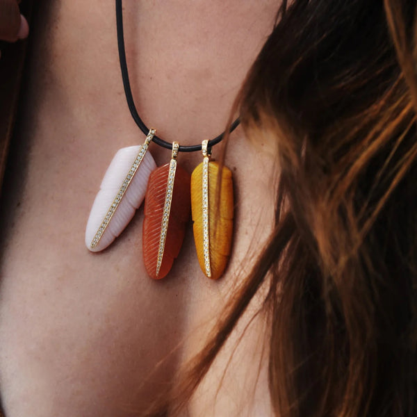 Pink Opal Feather pendant