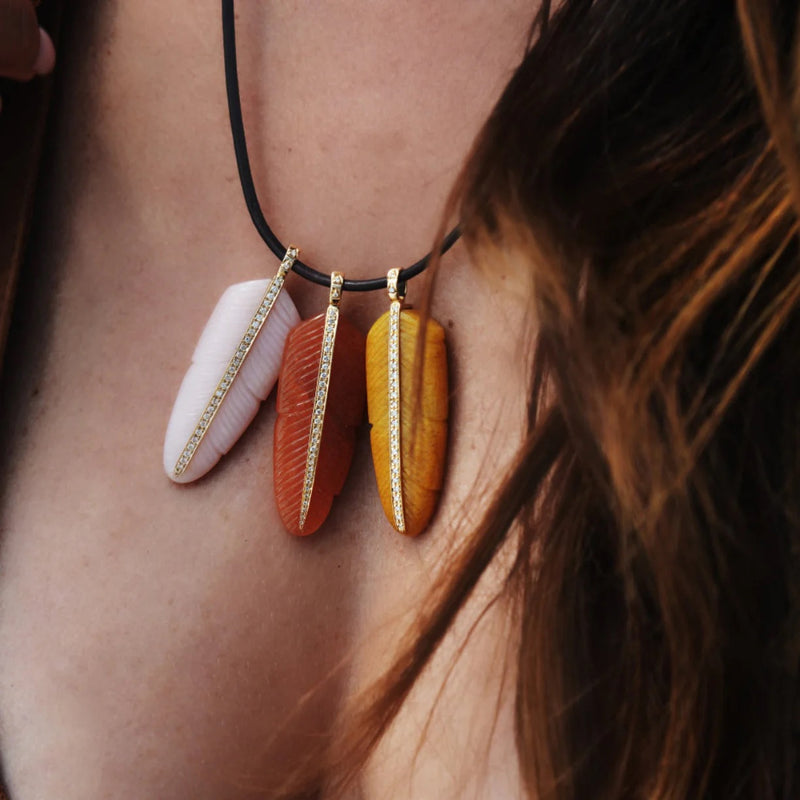 Pink Opal Feather pendant