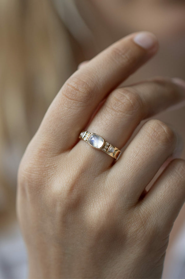 MOONSTONES AND DIAMONDS TOTEM RING
