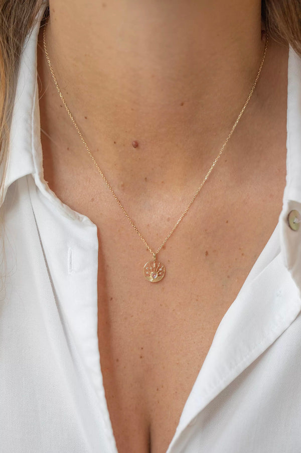 MOONSTONE HEART ROUND OPEN CHAIN NECKLACE