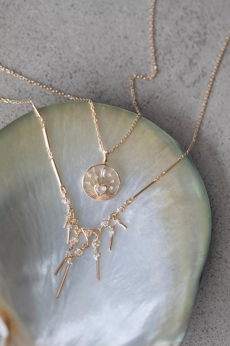 MOONSTONE HEART ROUND OPEN CHAIN NECKLACE