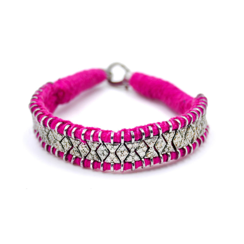 Janeiro Pink brazilian bracelet 925 silver and diamonds