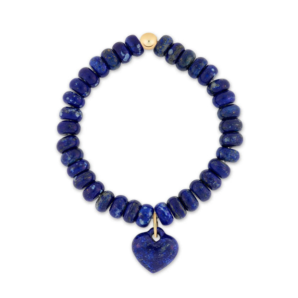 Heart Gemstone Charm Bracelet-Lapis Lazuli