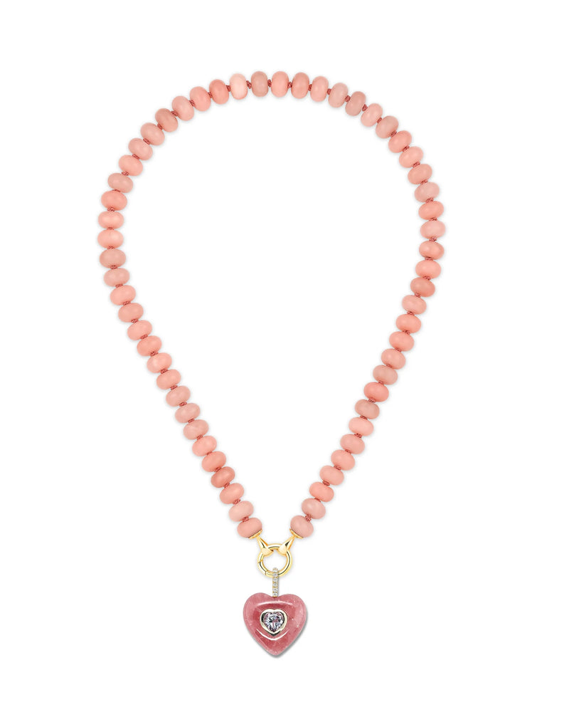 Pink Rhodochrosite Heart Pendant