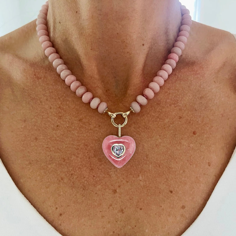 Pink Rhodochrosite Heart Pendant