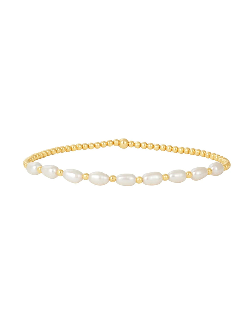 2MM Signature Bracelet with Rice Pearl Gold Pattern