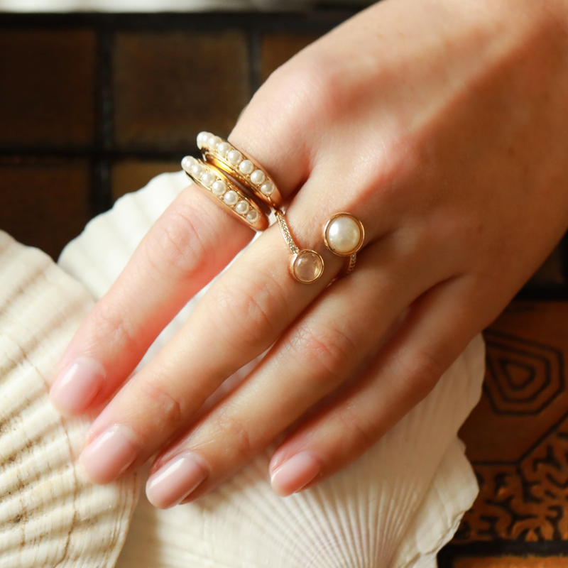 Penelope Wrap Ring Pearl & Moonstone