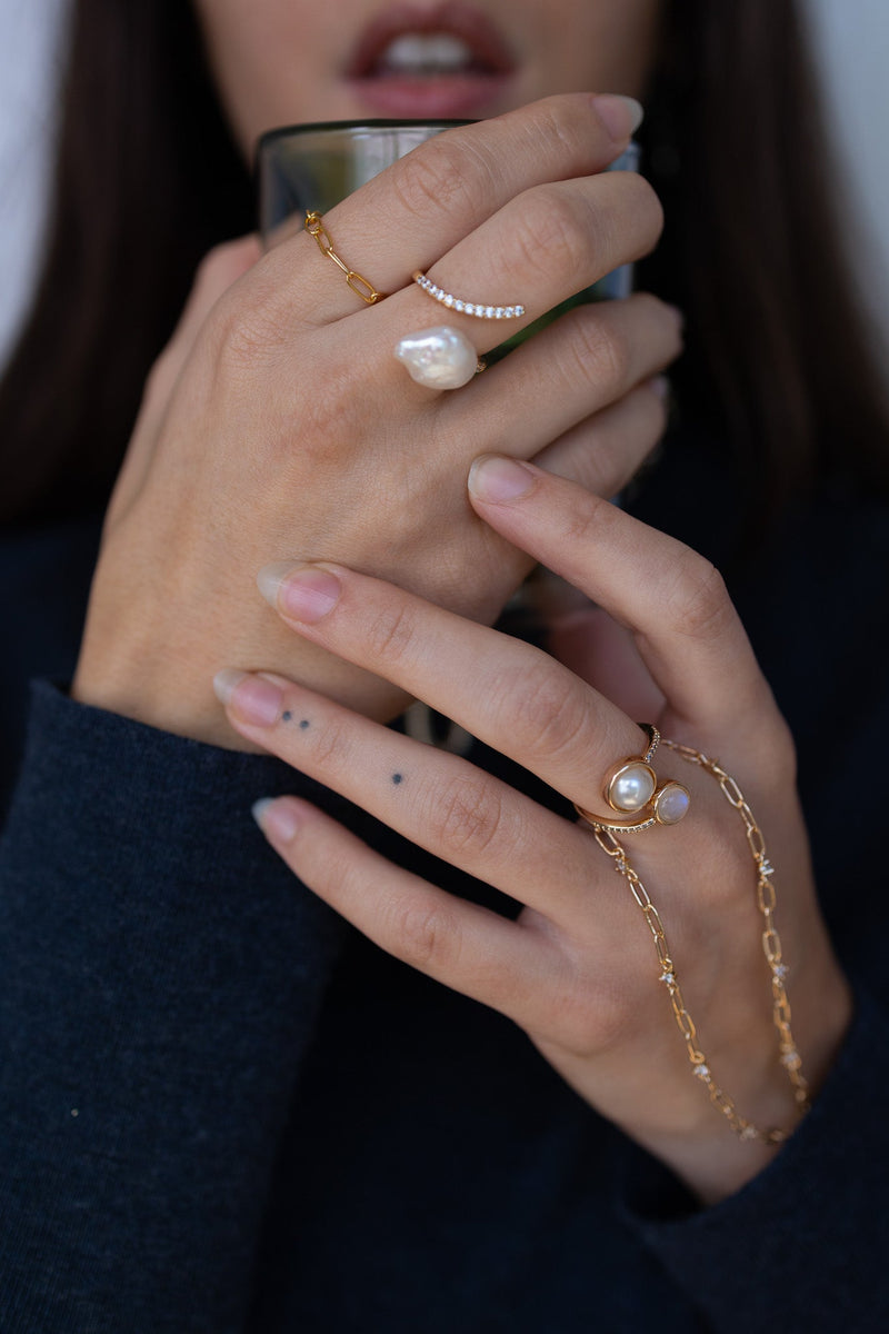 Penelope Wrap Ring Pearl & Moonstone