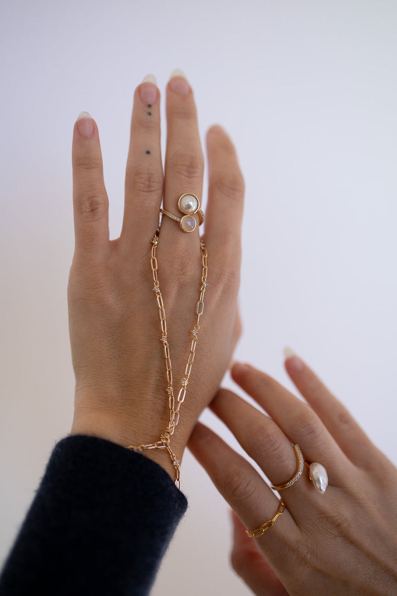 Penelope Wrap Ring Pearl & Moonstone