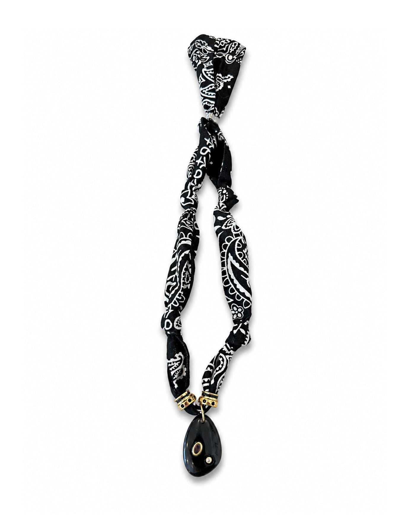 Black Bandana Necklace with Black stone