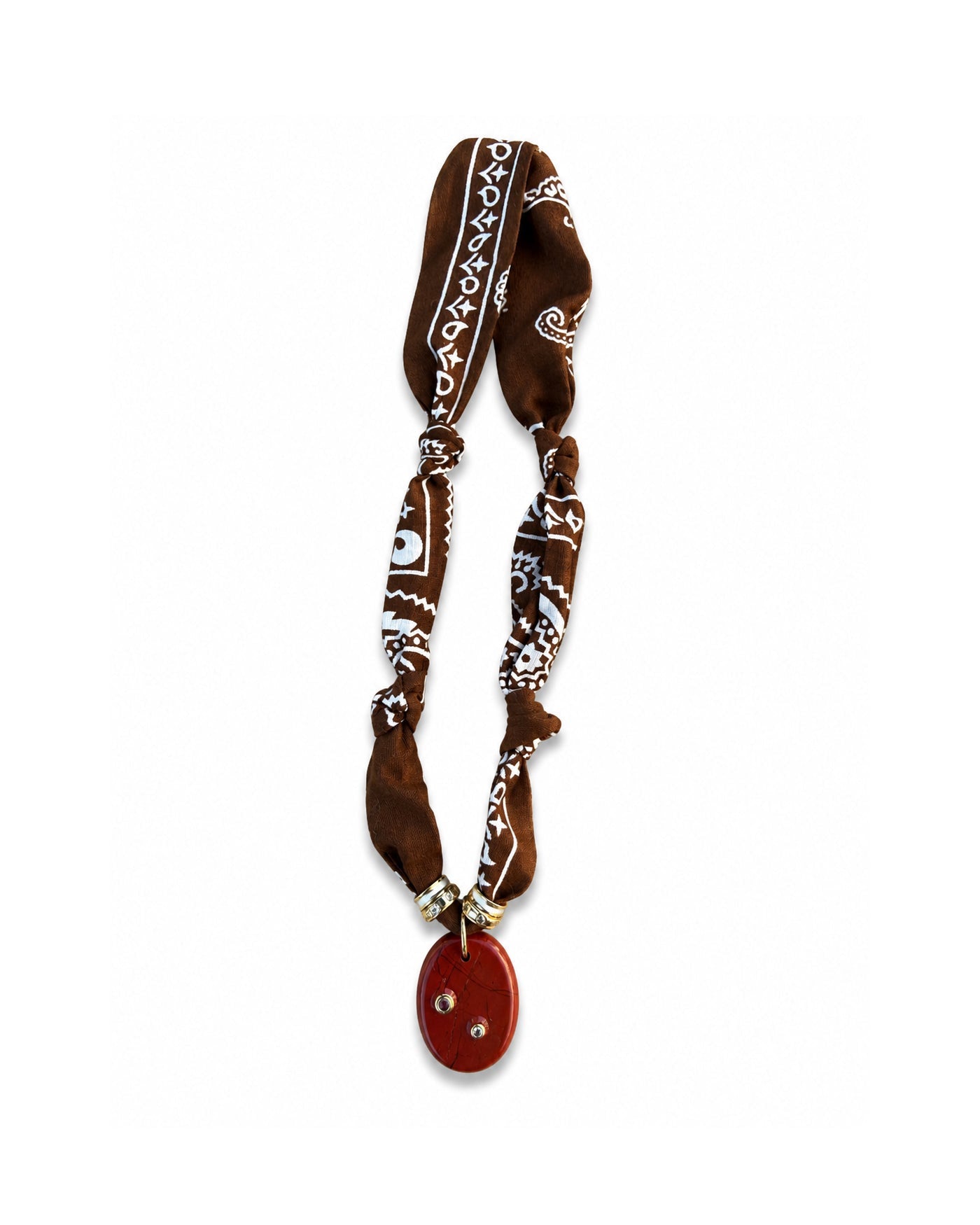 Brown Bandana Necklace with Rust Stone