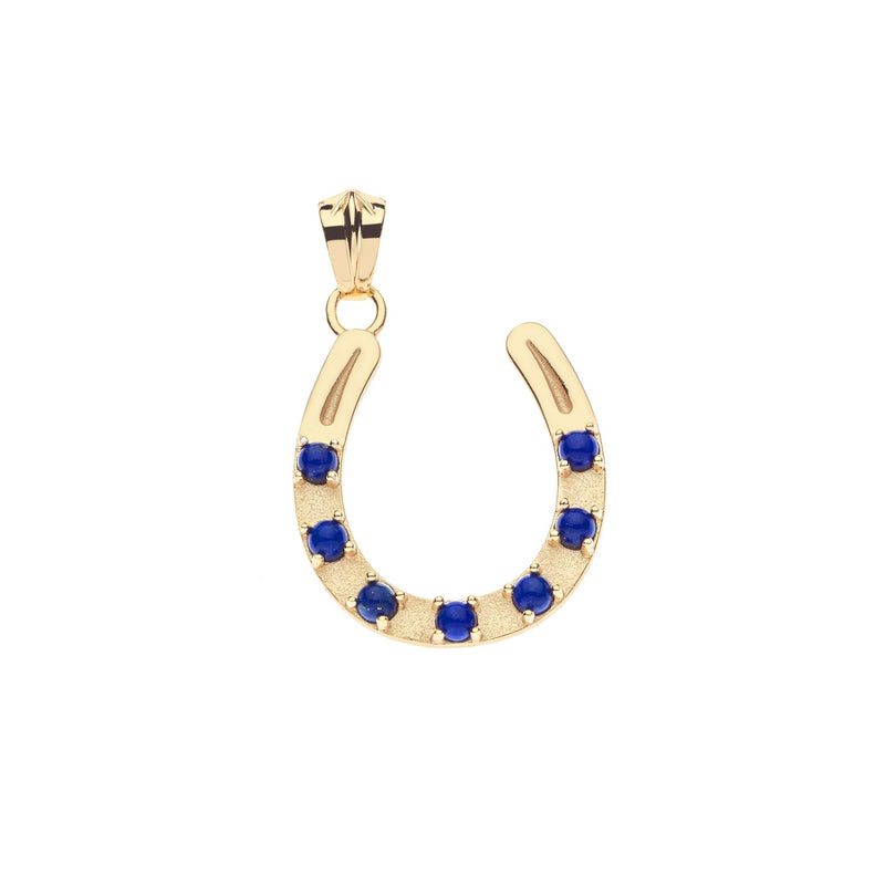 LUCKY Seven Stone Horseshoe Pendant in Lapis