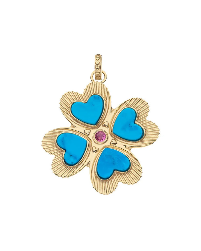 LUCKY in Love Clover Pendant with Turquoise