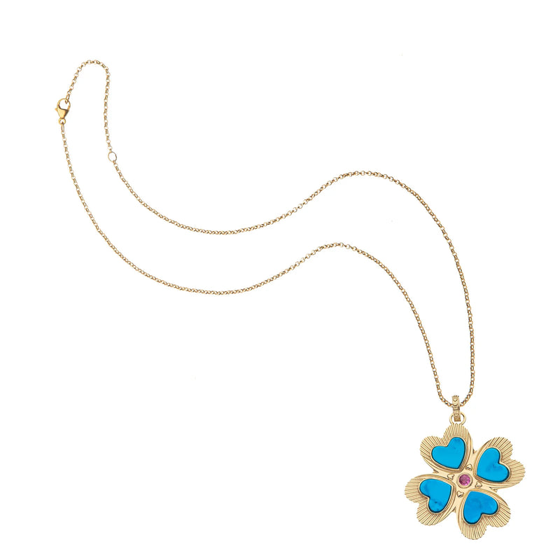 LUCKY in Love Clover Pendant with Turquoise
