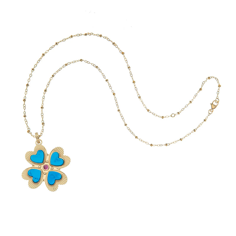 LUCKY in Love Clover Pendant with Turquoise