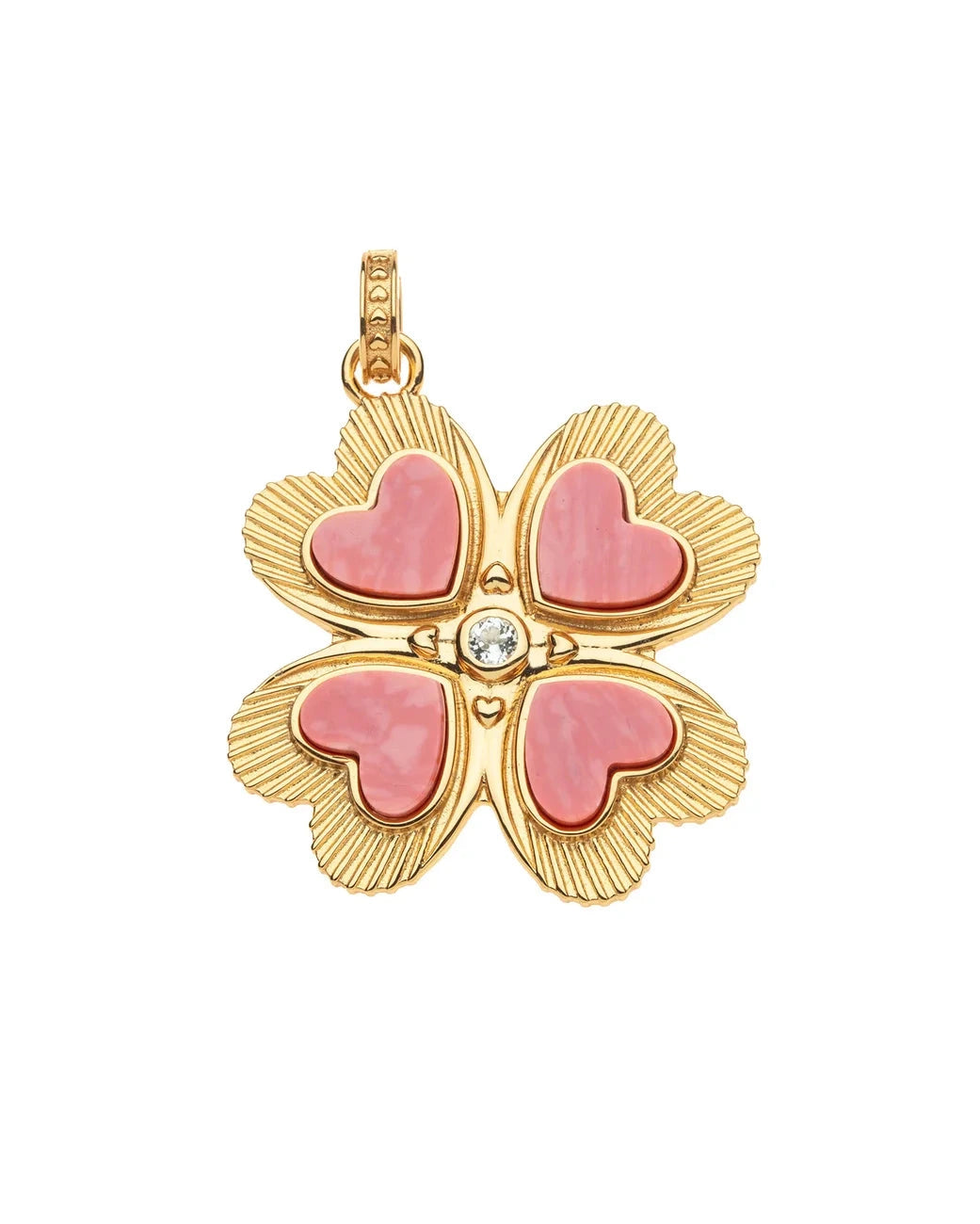 LUCKY in Love Coral Clover Pendant Necklace