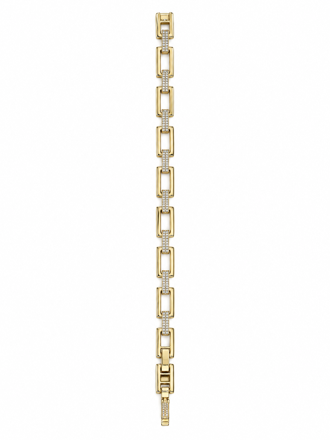 Gold & CZ Rectangle Chain Bracelet