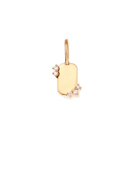Diamond Dog Tag Mini Bead Charm