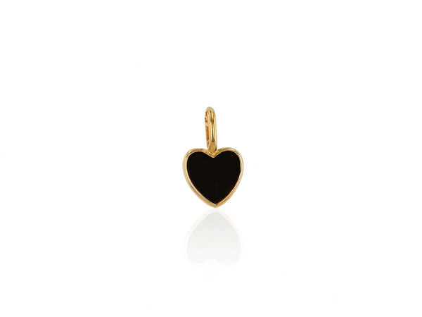 Mini Black Enamel Heart Charm Only
