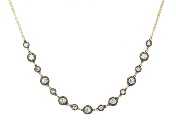 Alternating Diamond Necklace with Black Rhodium Bezels