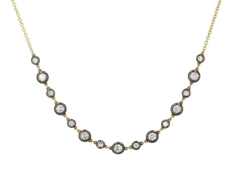 Alternating Diamond Necklace with Black Rhodium Bezels