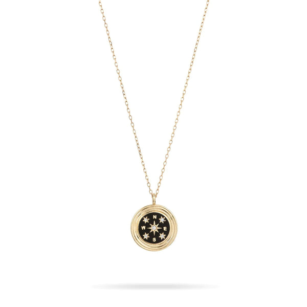 Ceramic + Diamond Compass Necklace