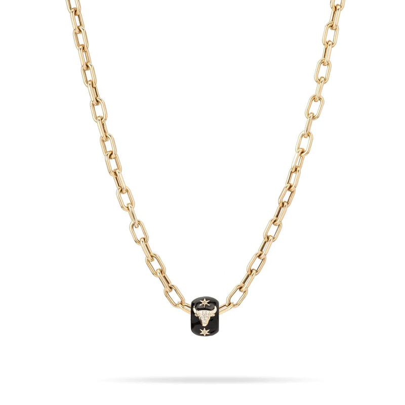 The Adina Reyter Zodiac Ceramic + Diamond Taurus Big Bead is a unique necklace featuring a zodiac-inspired centerpiece—ideal for Taurus lovers or anyone seeking distinct astrological jewelry.