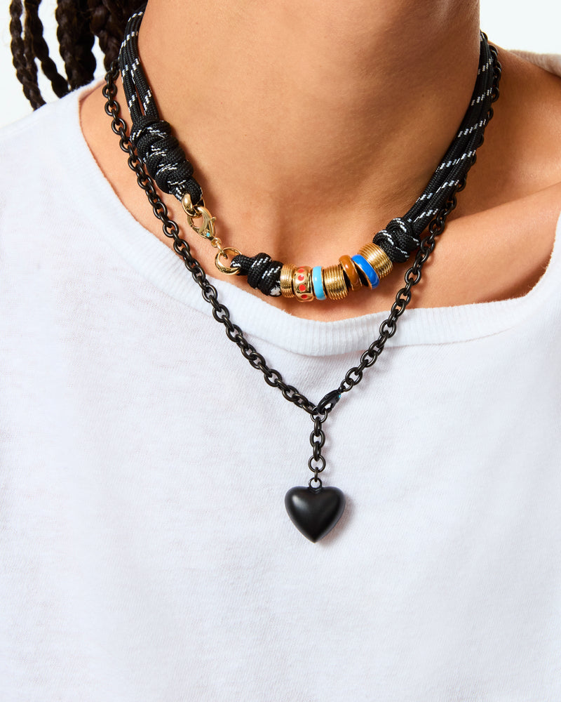 The Super Size Happy Cord Necklace in Black