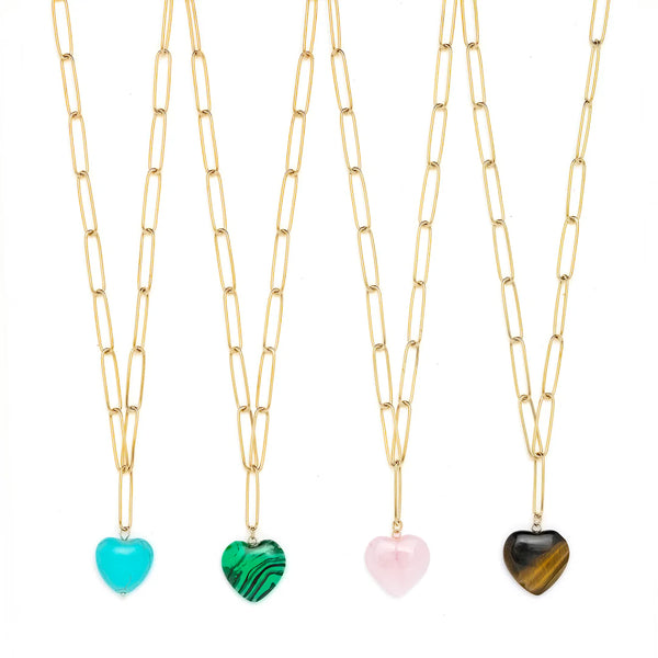 Stellar Gemstone Heart Chain Necklace