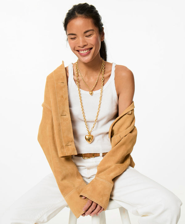 The Mini Puffy Heart Necklace in Gold