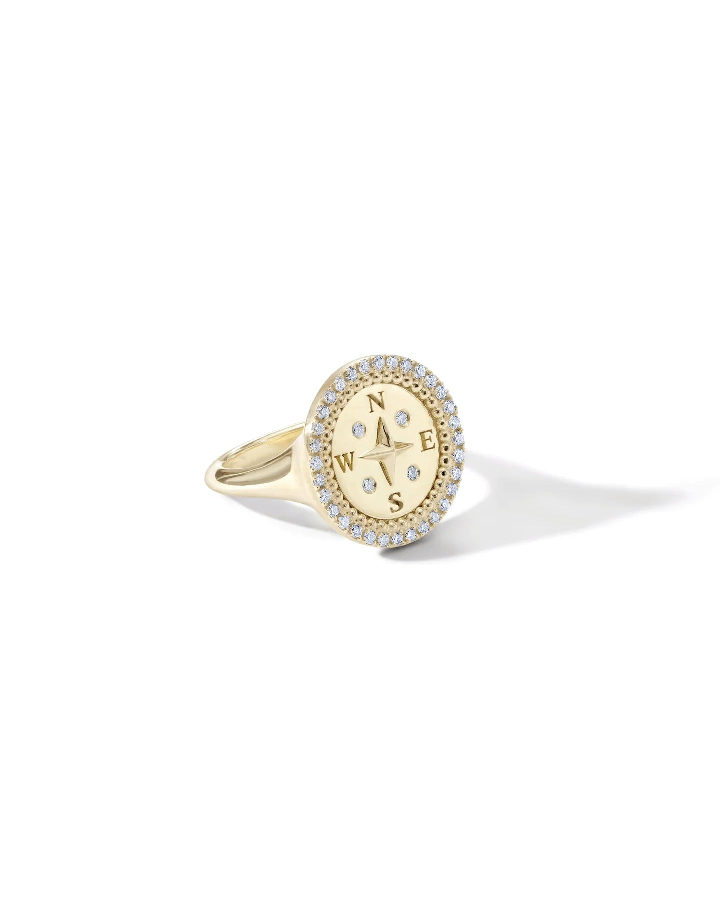 Pavé Compass Signet Ring